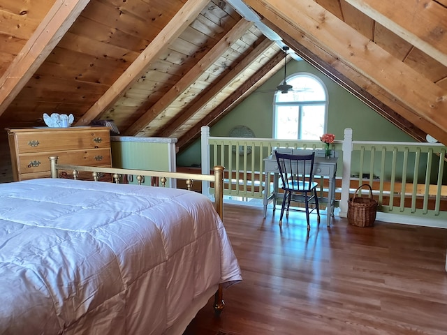 372 Pine Springs Rd, Shapleigh, ME 04076 - bedroom featuring wood finished floors, vaulted ceiling, and wooden ceiling