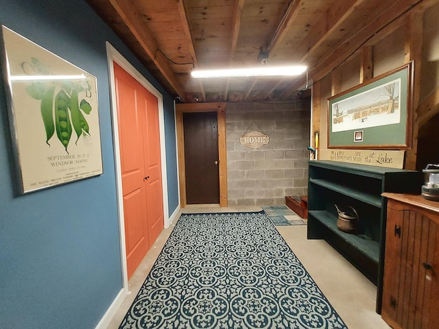 372 Pine Springs Rd, Shapleigh, ME 04076 - hall with concrete block wall