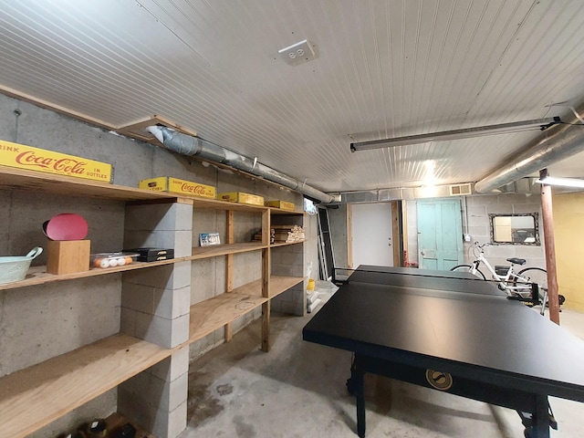 372 Pine Springs Rd, Shapleigh, ME 04076 - game room with unfinished concrete floors