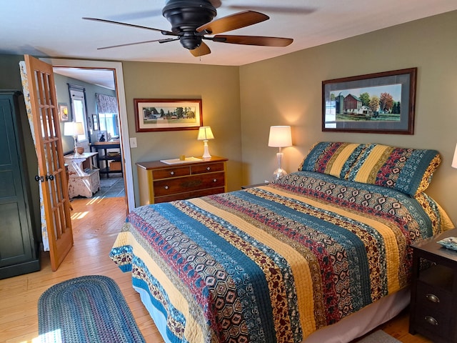 372 Pine Springs Rd, Shapleigh, ME 04076 - bedroom with light wood finished floors and ceiling fan