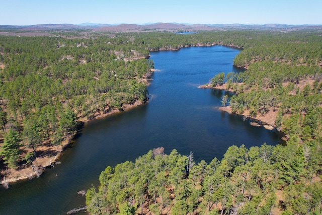372 Pine Springs Rd, Shapleigh, ME 04076 - aerial view of property's location with a heavily wooded area and a water and mountain view