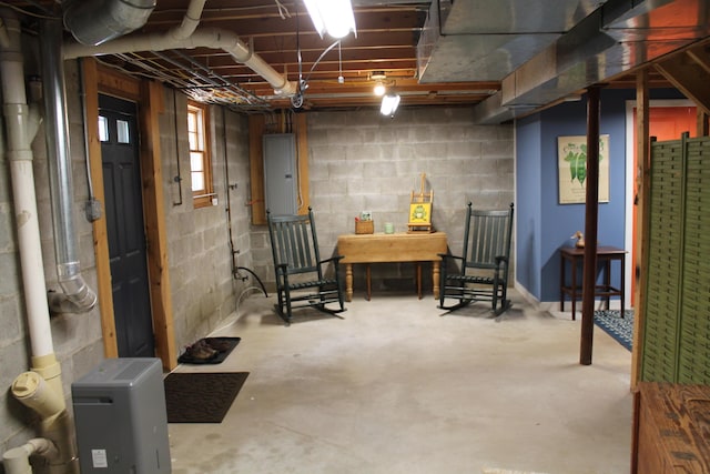 372 Pine Springs Rd, Shapleigh, ME 04076 - basement featuring concrete block wall and electric panel