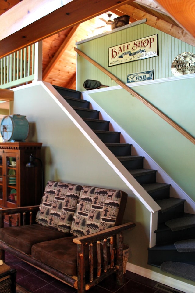 372 Pine Springs Rd, Shapleigh, ME 04076 - stairway with tile patterned floors