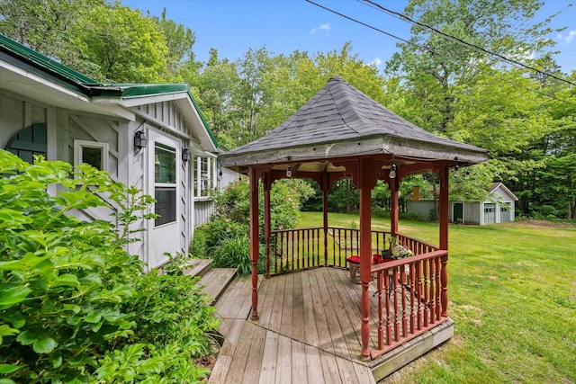 95 Hatcase Pond Rd, Eddington, ME 04428 - deck featuring a gazebo, a lawn, and view of scattered trees