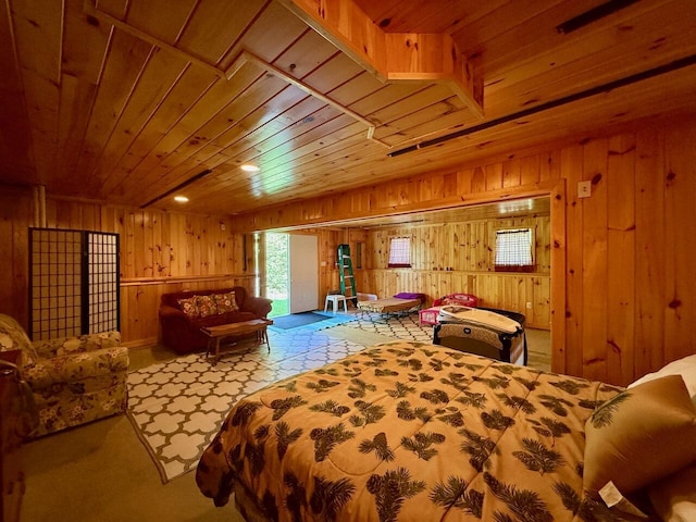 47 Taylor Ln, Naples, ME 04055 - bedroom with wood walls and wood ceiling