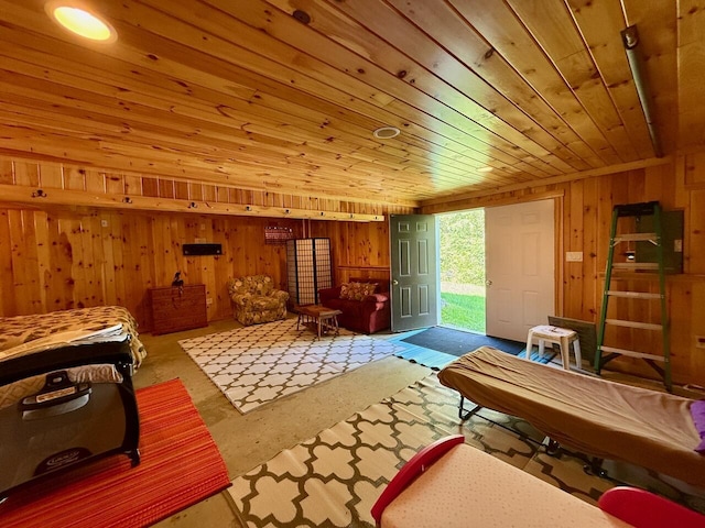 47 Taylor Ln, Naples, ME 04055 - living room with wooden ceiling and wooden walls
