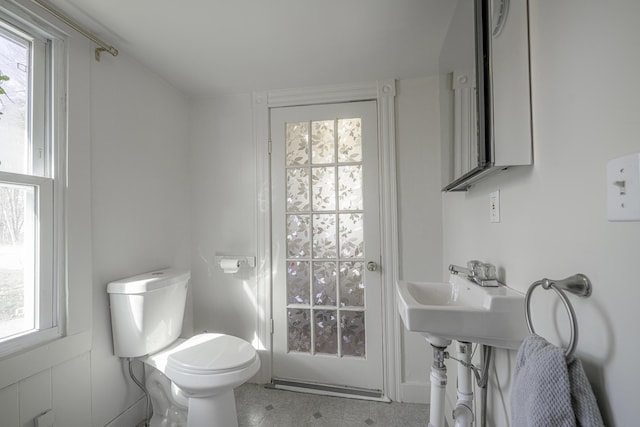 bathroom with a wealth of natural light and toilet