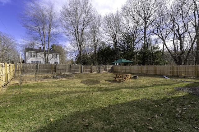view of yard featuring a fenced backyard