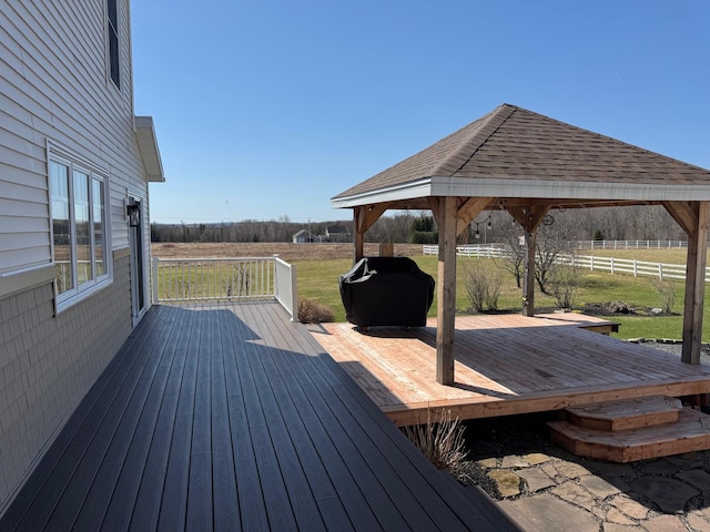 129 Williams Rd, Presque Isle, ME 04769 - wooden deck with a grill, fence, a gazebo, and a yard