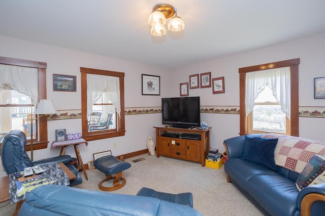 living room with carpet floors