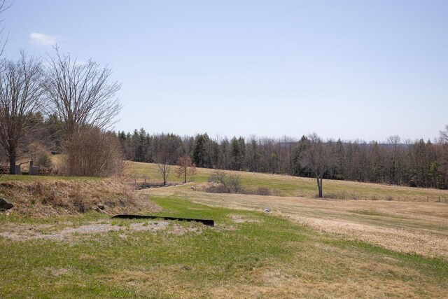 view of street featuring a rural view and a forest view