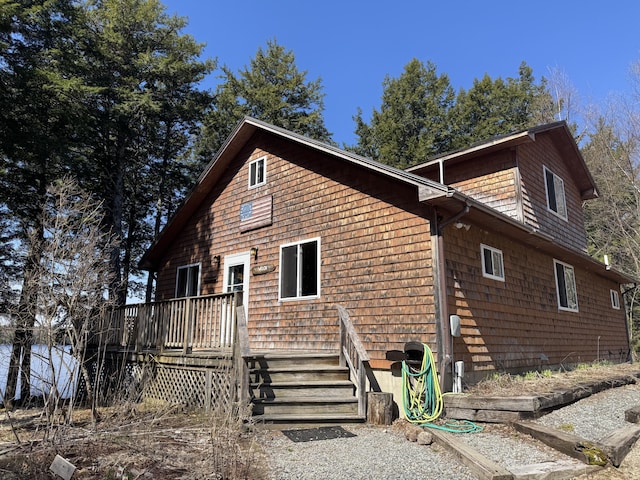 172 Alder Brook Ln, Waltham, ME 04605 - view of side of home with a wooden deck