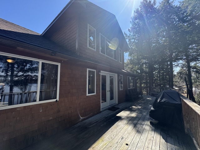 172 Alder Brook Ln, Waltham, ME 04605 - wooden deck featuring french doors