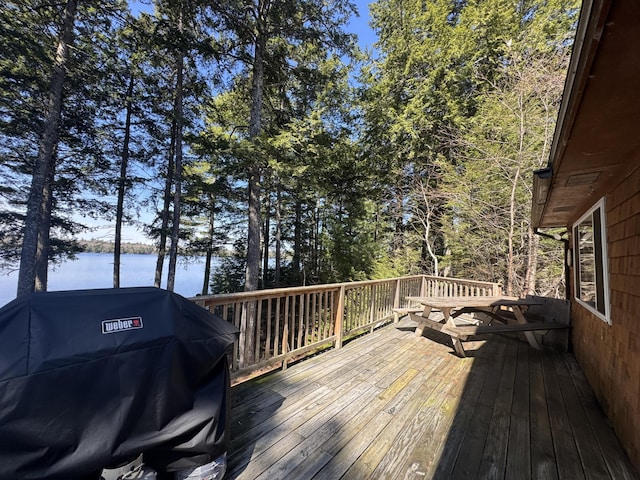 172 Alder Brook Ln, Waltham, ME 04605 - deck featuring area for grilling and a water view