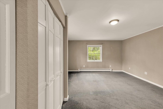 17 Fenton Way, Bangor, ME 04401 - unfurnished bedroom with a baseboard radiator, carpet, and baseboards