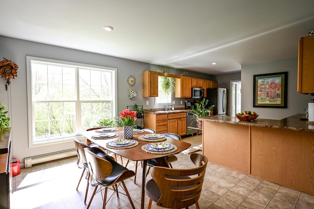 25 Ireland Dr, Berwick, ME 03901 - dining room featuring a baseboard heating unit, healthy amount of natural light, and recessed lighting
