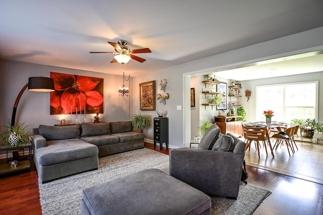 25 Ireland Dr, Berwick, ME 03901 - living room featuring ceiling fan and wood finished floors
