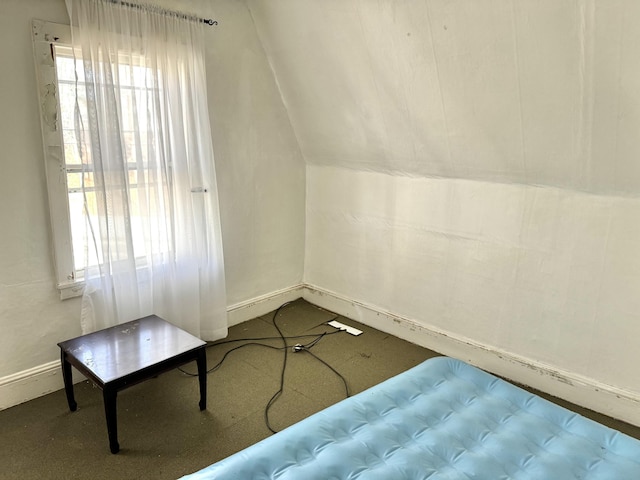 additional living space featuring baseboards, a wealth of natural light, carpet flooring, and lofted ceiling