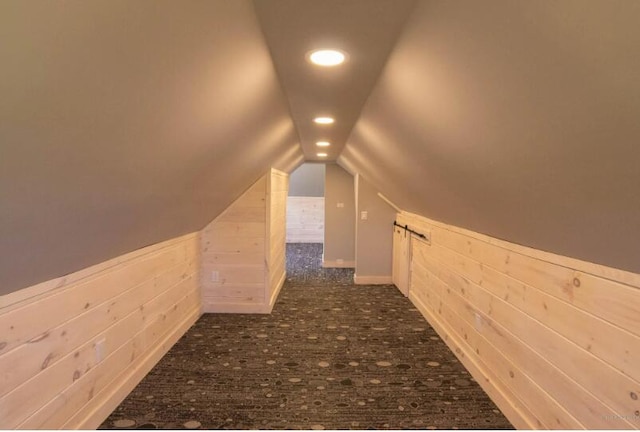 60 St John Rd, Fort Kent, ME 04743 - bonus room with lofted ceiling, recessed lighting, and wood walls