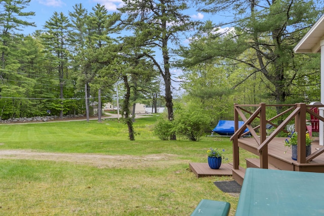 19 Pond View Way, Casco, ME 04015 - view of green lawn featuring a deck
