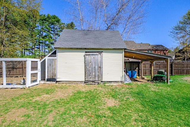 view of shed featuring exterior structure