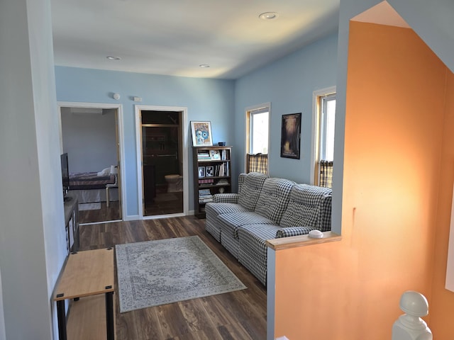 10 Middle St, Lisbon, ME 04252 - living area with baseboards, recessed lighting, and wood finished floors