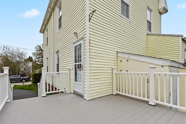 view of home's exterior with a deck