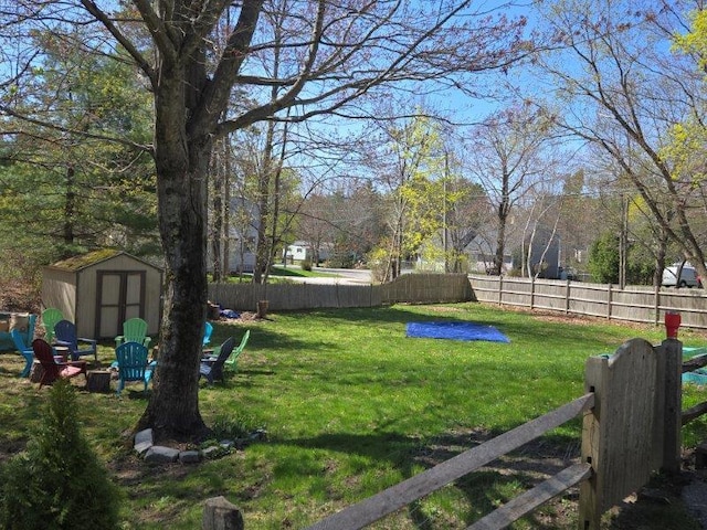 9 Allen Avenue Ext, Falmouth, ME 04105 - view of yard featuring a storage unit, an outdoor structure, and a fenced backyard