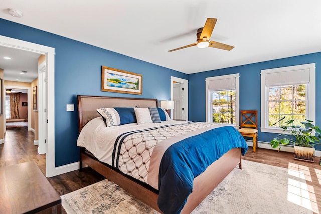 35 Graystone Dr, Hampden, ME 04444 - bedroom with baseboards, ceiling fan, and wood finished floors
