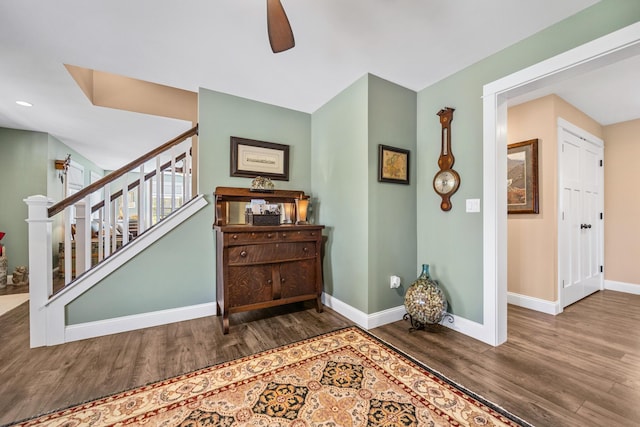 35 Graystone Dr, Hampden, ME 04444 - interior space featuring baseboards, a ceiling fan, recessed lighting, and wood finished floors