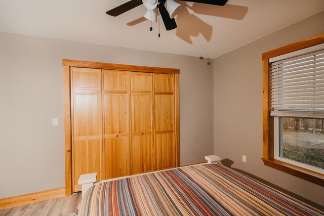 104 Hamlin Rd, Waterford, ME 04088 - unfurnished bedroom featuring ceiling fan, wood finished floors, and a closet