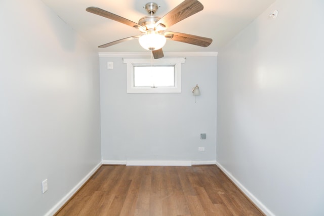 7 Bay Ave Unit 2, Old Orchard Beach, ME 04064 - unfurnished room featuring wood finished floors, baseboards, a ceiling fan, and ornamental molding