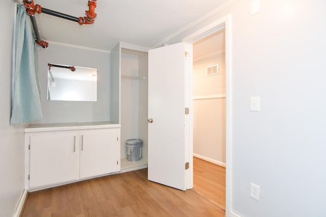 7 Bay Ave Unit 2, Old Orchard Beach, ME 04064 - unfurnished bedroom with crown molding, light wood-style flooring, and baseboards
