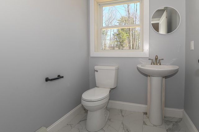 32 Rockwood Dr, Harrison, ME 04040 - half bath with baseboards, toilet, and marble finish floor