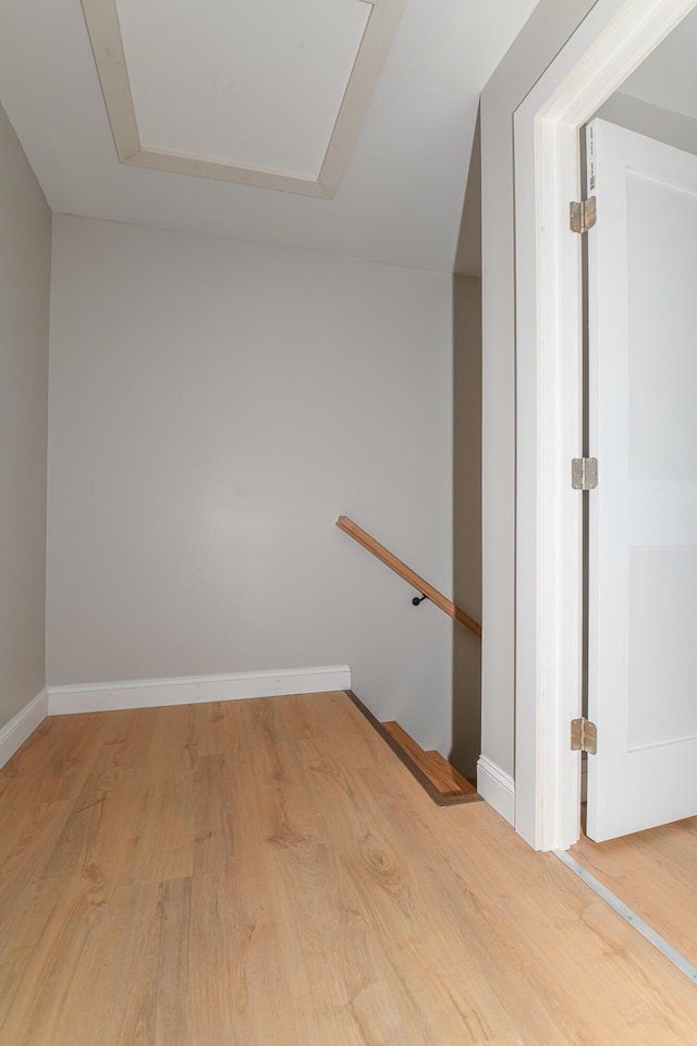 32 Rockwood Dr, Harrison, ME 04040 - stairway featuring baseboards and wood finished floors