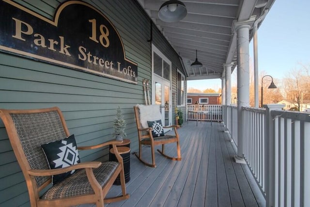 deck with covered porch