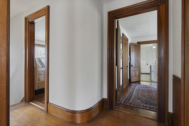 hall featuring wood-type flooring