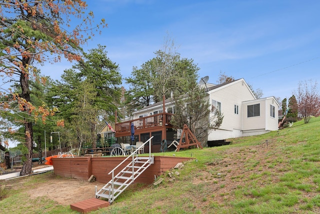 30 Swan Cir, Shapleigh, ME 04076 - view of grassy yard with a wooden deck