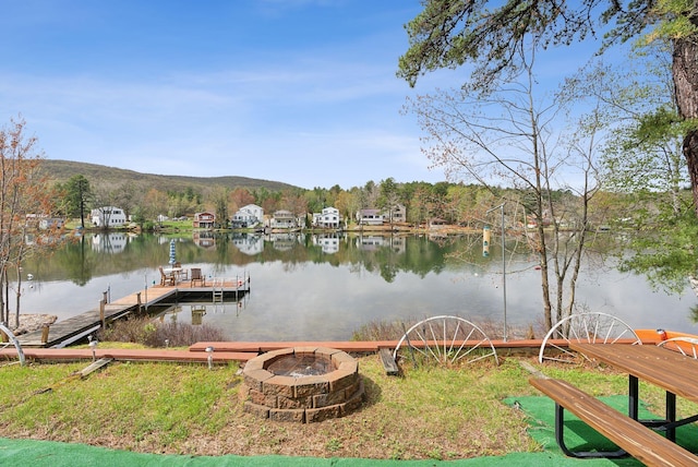 30 Swan Cir, Shapleigh, ME 04076 - dock featuring a water view and a fire pit