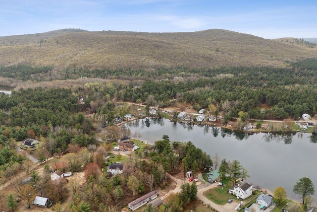 30 Swan Cir, Shapleigh, ME 04076 - aerial overview of property's location with a water and mountain view and a forest