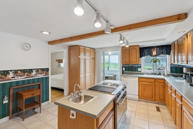 30 Swan Cir, Shapleigh, ME 04076 - kitchen featuring range with two ovens, dishwasher, a sink, and a kitchen island with sink
