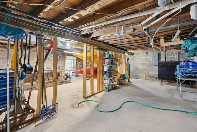 30 Swan Cir, Shapleigh, ME 04076 - basement with heating fuel, concrete block wall, and electric panel