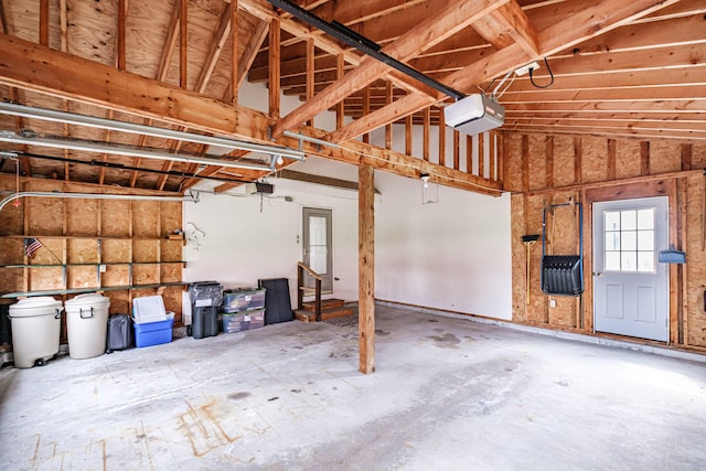 garage with a garage door opener