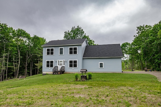 66 Balsam Dr, Windsor, ME 04363 - rear view of property featuring a yard and a shingled roof