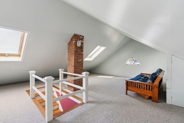 382 College St, Lewiston, ME 04240 - bonus room featuring carpet floors and vaulted ceiling with skylight
