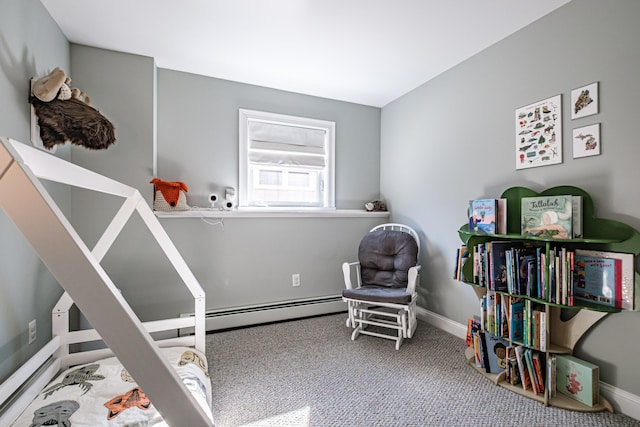 interior space with carpet flooring and baseboards
