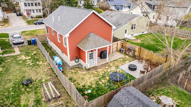 bird's eye view with a residential view