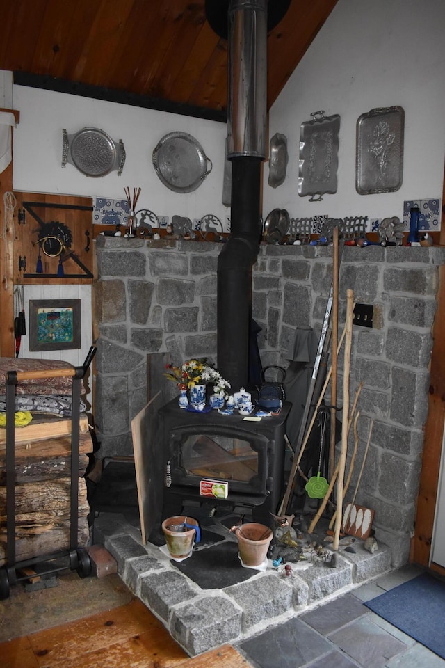 158 Old Stage Rd, Readfield, ME 04355 - room details with a wood stove