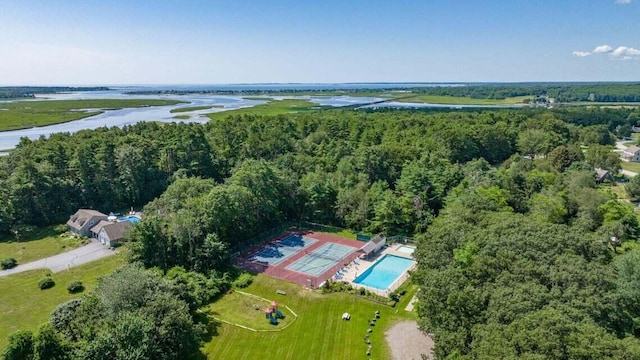 bird's eye view with a view of trees