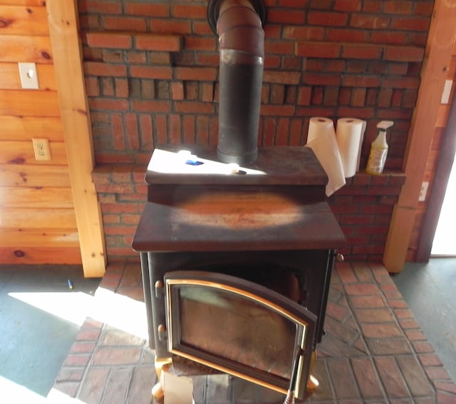 room details with a wood stove